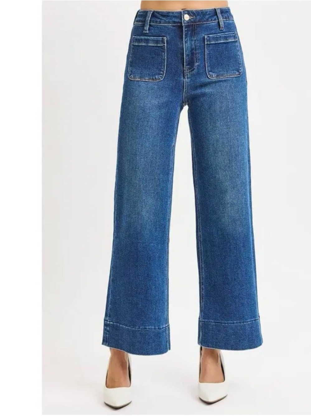 Zara Blue Wide-Leg Flare Jeans